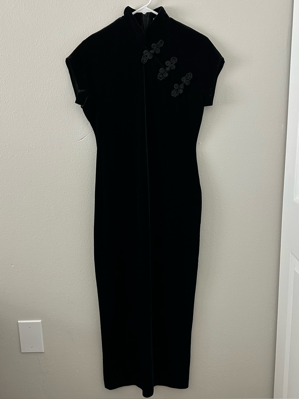 Vintage Night Way Collections Black Velvet Cheongsam Gown Women’s M 90s Evening